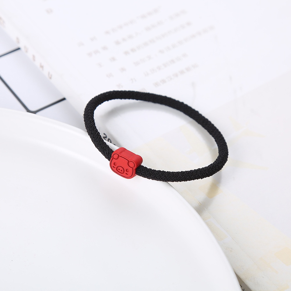Unisex Couple Cloth Elastic Hair Tie Bracelet All Season Pig Pattern