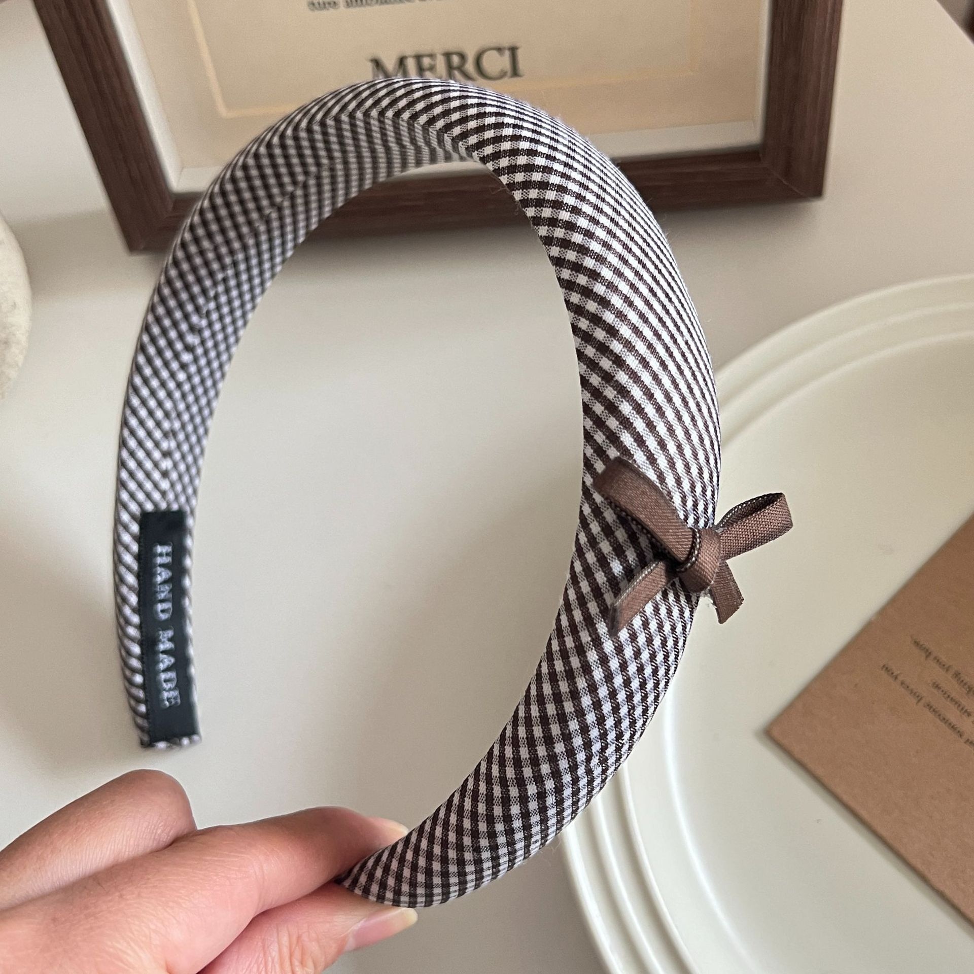 Women's Vintage Forest Lace Bun Scrunchie Hair Tie Coffee Plaid Cloth