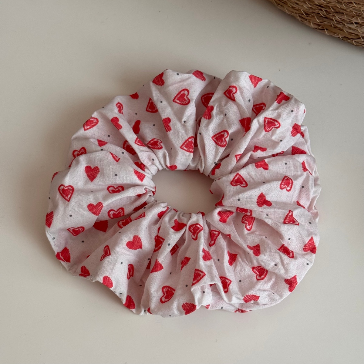 Women's Sweet Soft Cloth Spring Hair Tie Rubber Band Pink Heart Shape