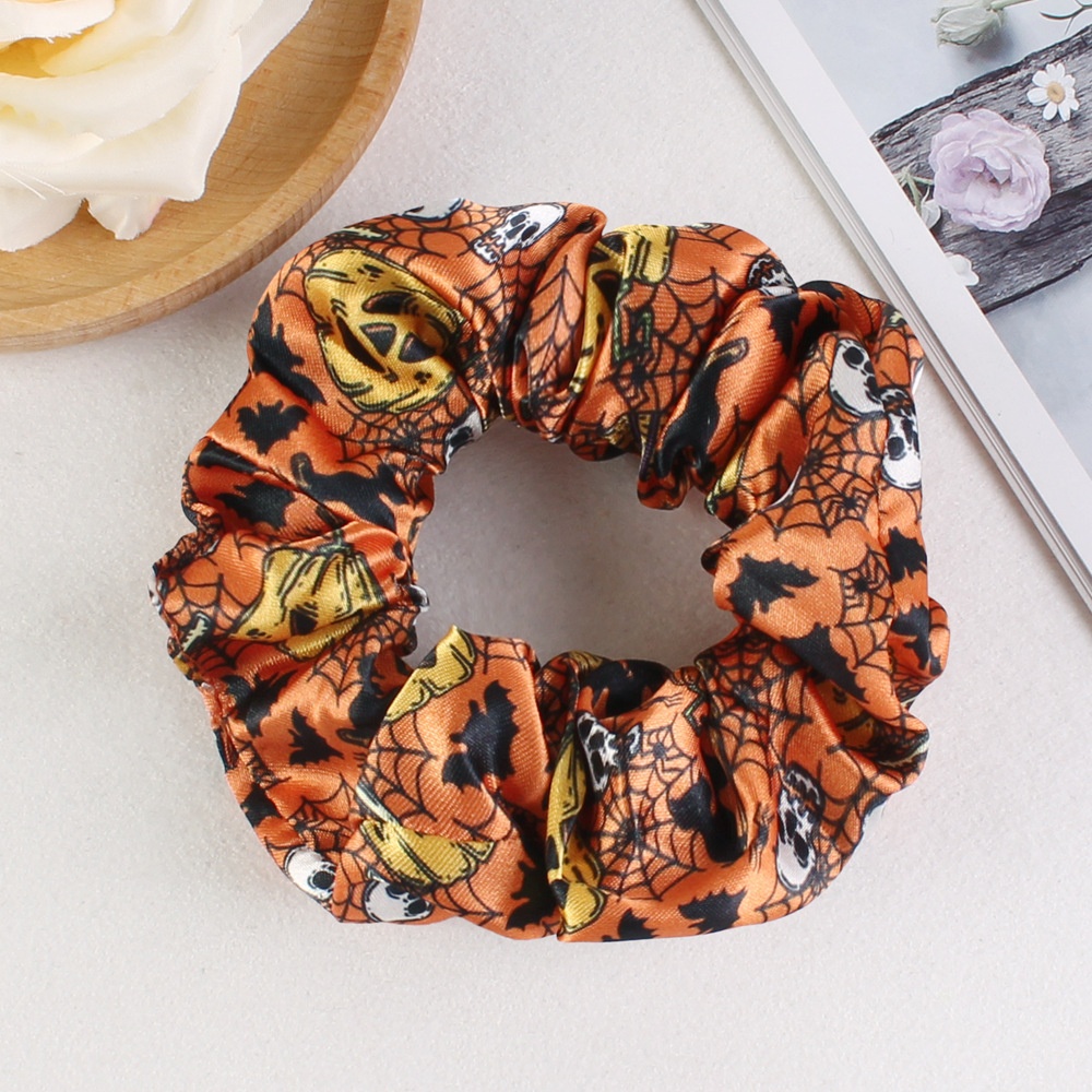 Women's Halloween Party Fabric Hair Scrunchies Colorful Skull Pattern