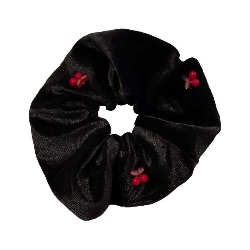 Red Cherry Retro Black Velvet Headband Women's Hair Accessories Headwear All Seasons Bow
