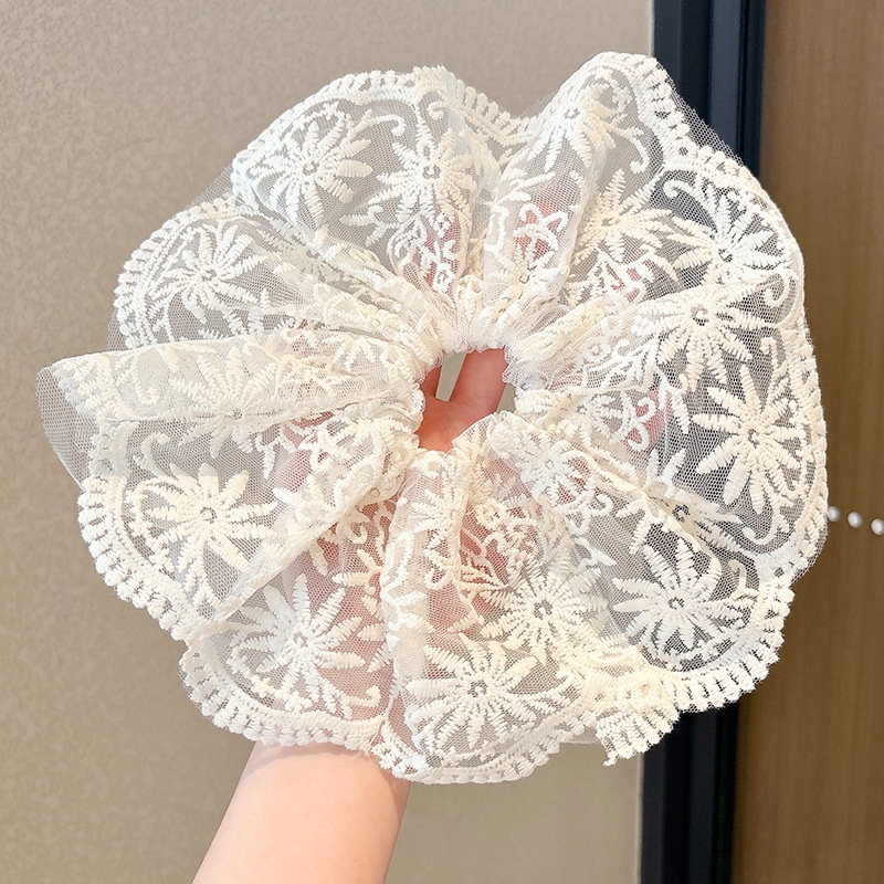 Women's Spring High-End Silky Pleated Pearl Streamer Large Hair Ring