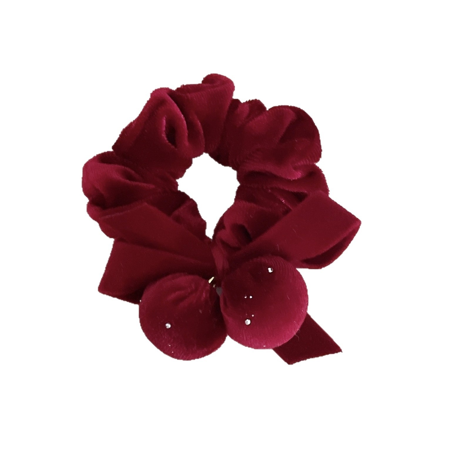 Girls Festive Velvet Bowknot Hair Tie And Clip New Year Accessory Red