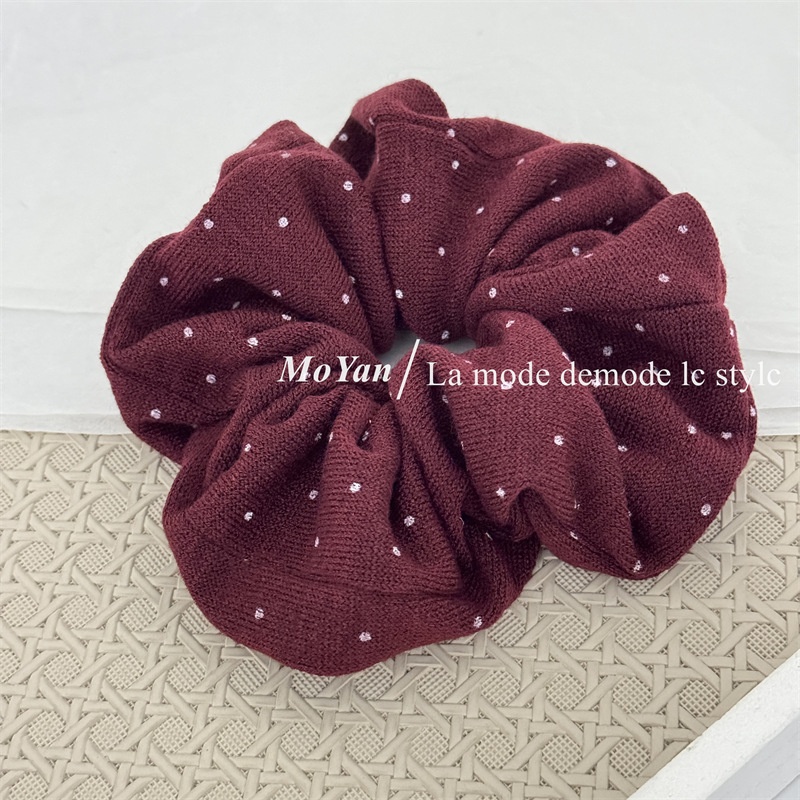 Women's Soft Knitted Low Ponytail Elastic Hair Bands Polka Dot