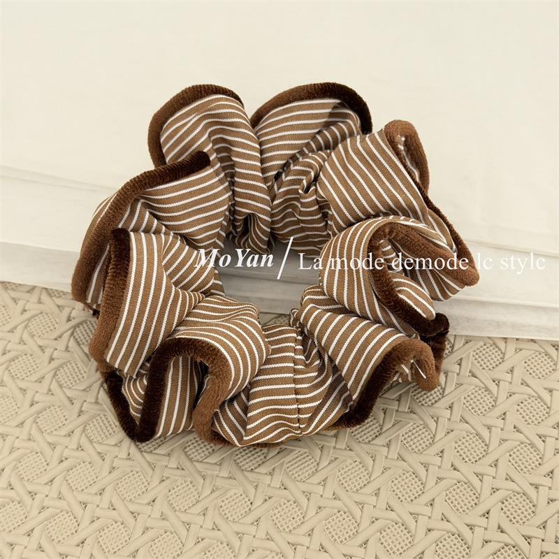 Women's All-Season Velvet Bubble Headband Navy Blue And Brown Striped