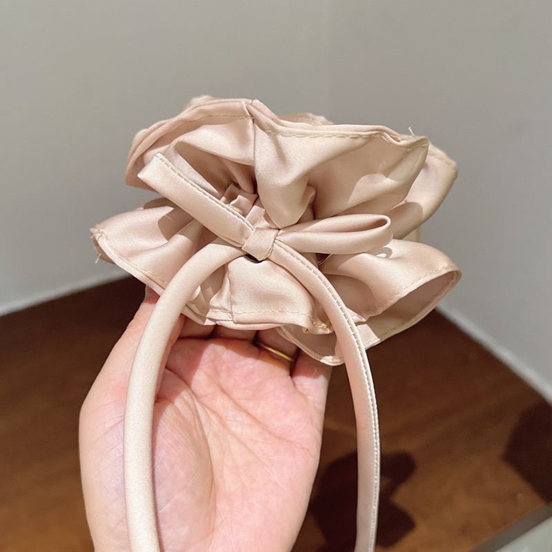 Ladies Double Layer Satin Elastic Ponytail Hair Scarf Bow Knot