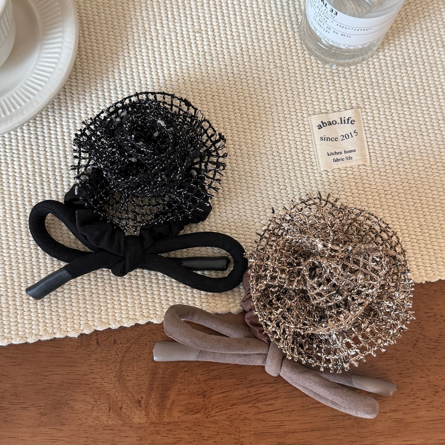 Women's French Romantic Knitted Rose Flower Butterfly Knot Elastic Hair Ties