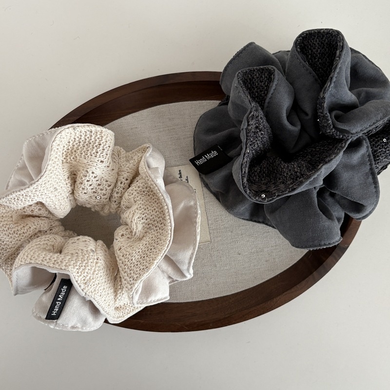 Women's Double-Sided Knit Ponytail Hair Tie Scrunchie Solid Color