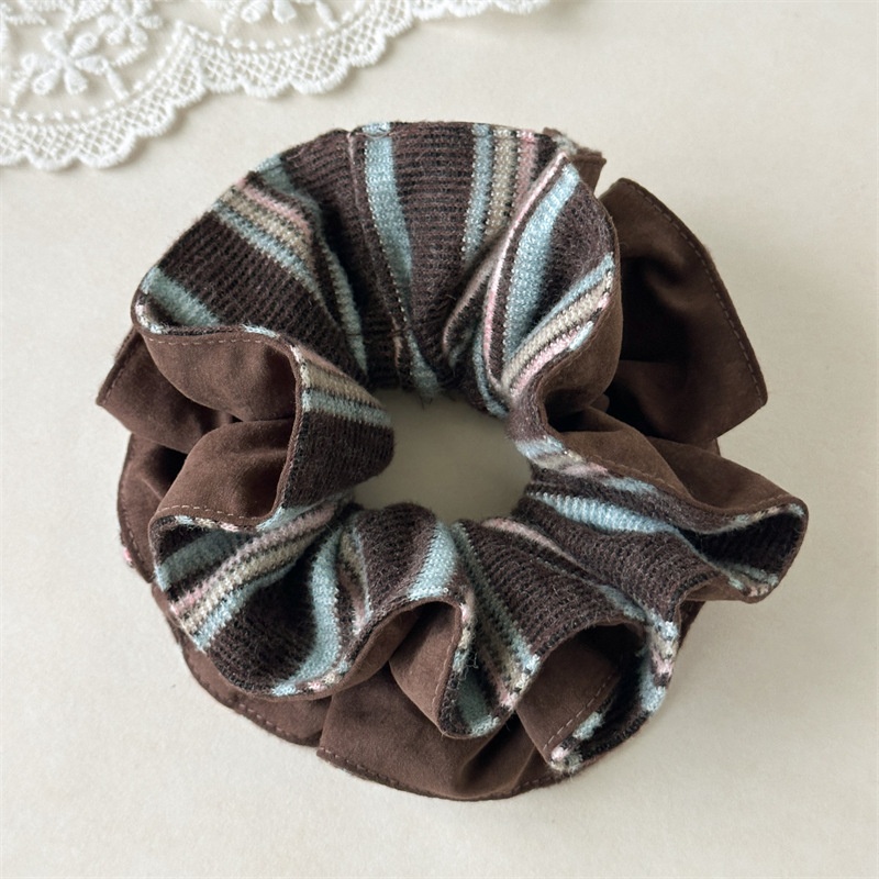 Women's Vintage Knitted Stripe Headband High Elasticity Winter Hair Tie