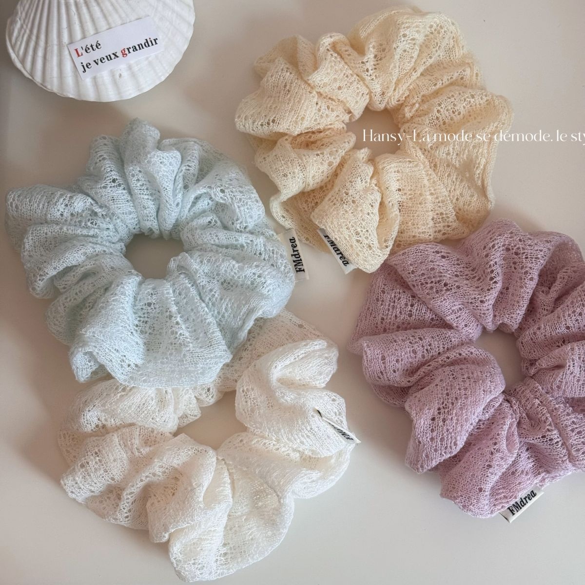 Women's Elegant Winter Cloth Hair Tie Accessories White Lace Pattern