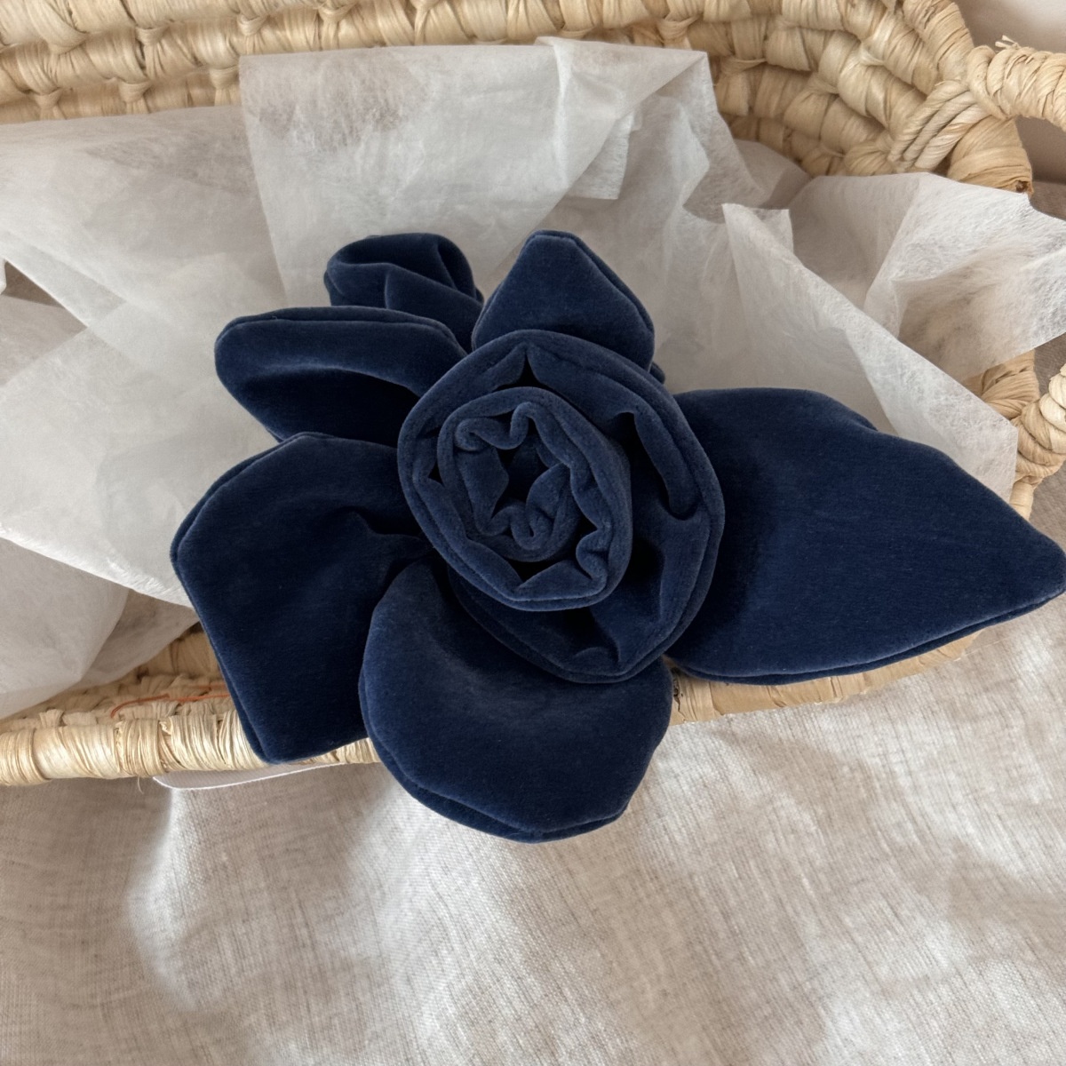 Women's Handmade Velvet Rose Elastic Hair Ties Vintage Fabric Floral Head Ropes