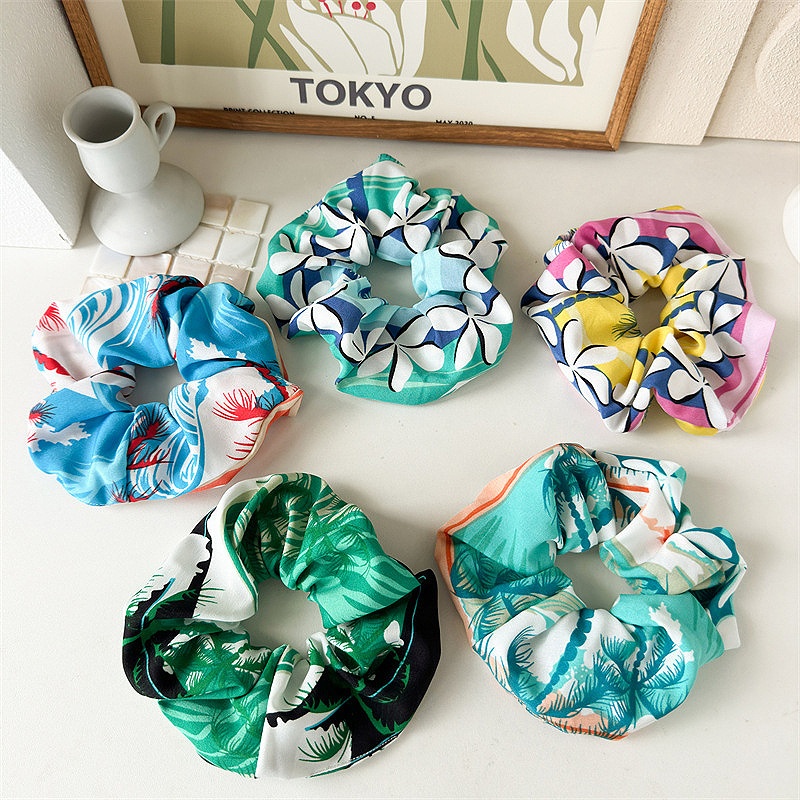 Women's Casual Holiday Handmade Cloth Hair Tie Summer Floral Print