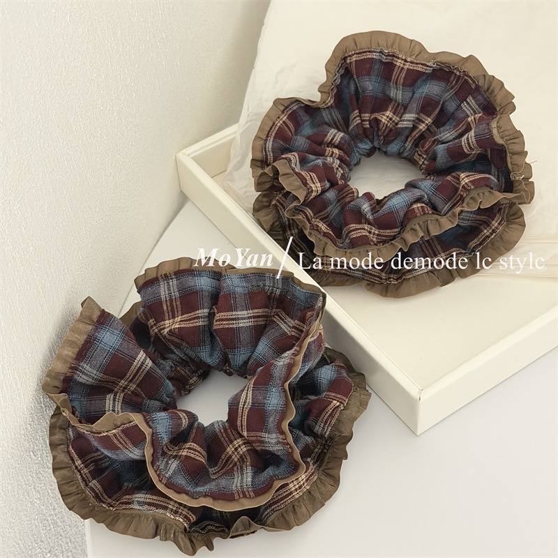 Women's Retro Spring Cloth Hair Tie Multicolor Plaid Color Block