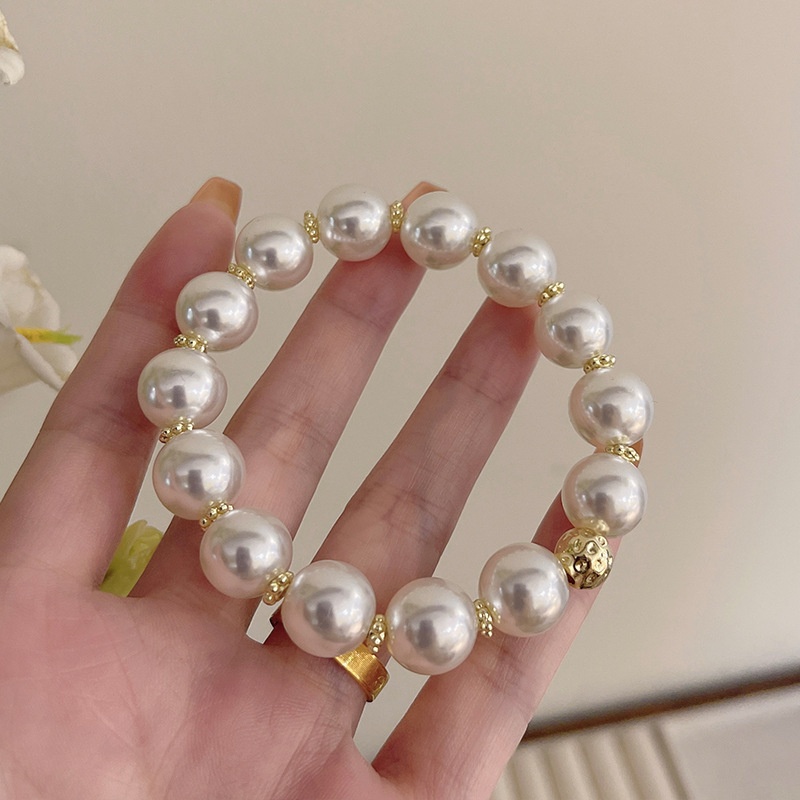 Women's Dual-use Pearl Bracelet Hair Tie Summer White Heart-shaped Band