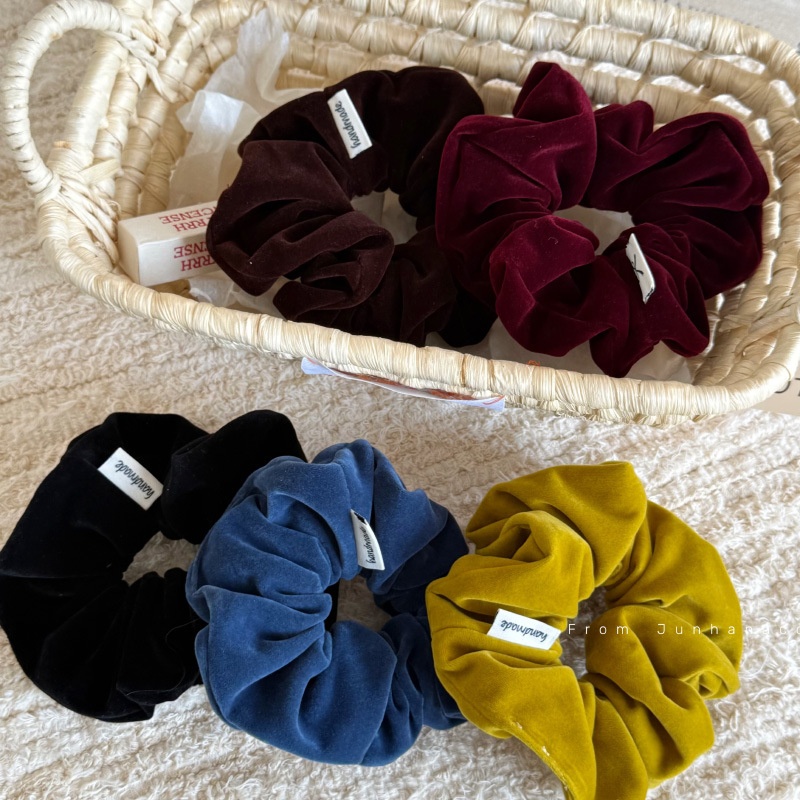 Women's Winter Velvet Elastic Bun Scrunchie Hair Tie Solid Color