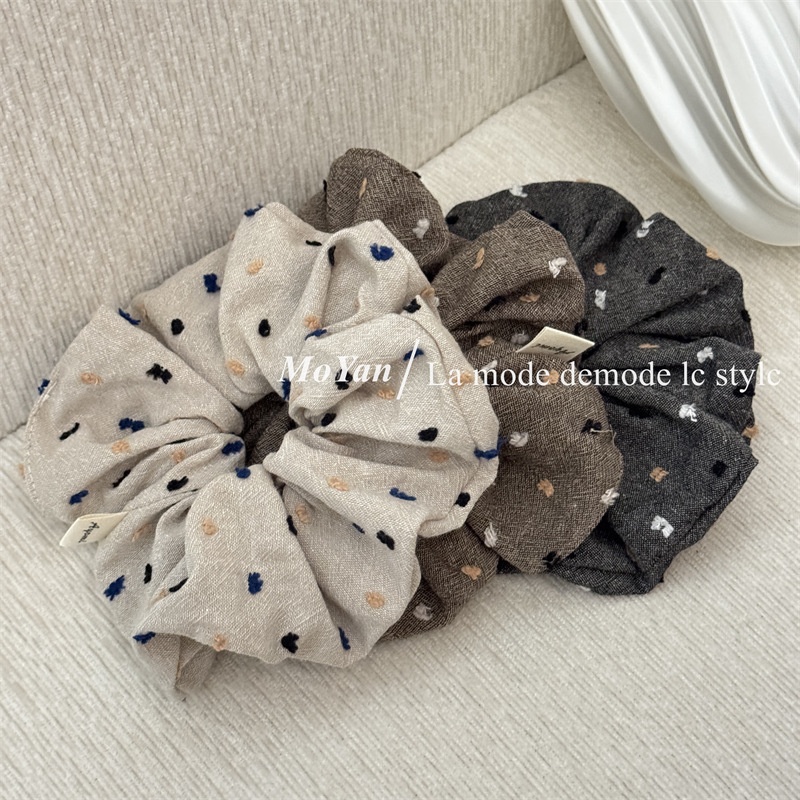 Women's Retro Fabric Ponytail Hair Ties Floral Embroidery Spot