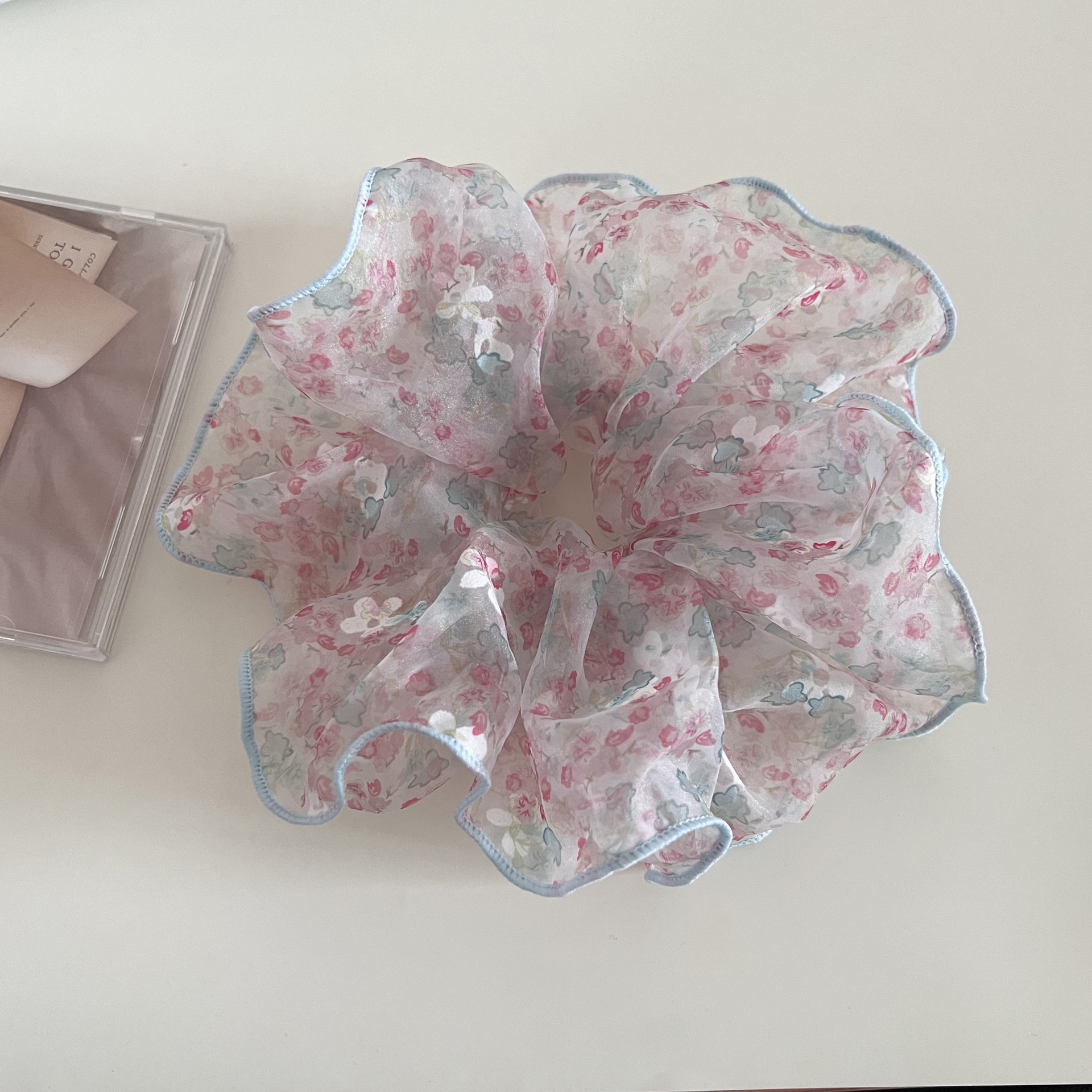 Women's Fairy Ditsy Floral Lace Hairband Gauze Bun Tie Spring Summer Season