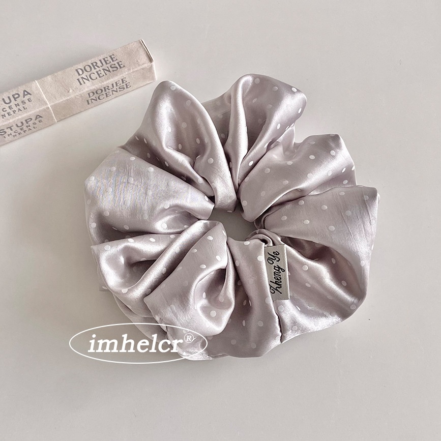 Women's Satin Rubber Band Hair Tie For Daily Commute Pink Polka Dots