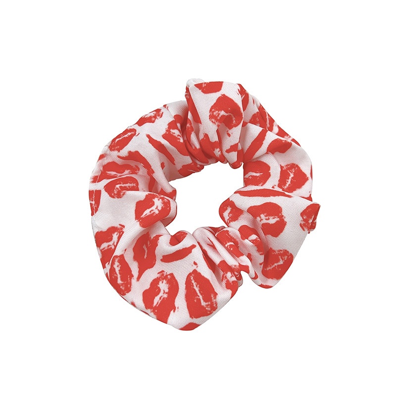 Women's Trendy High Elastic Polyester Hair Scrunchie Lip Print