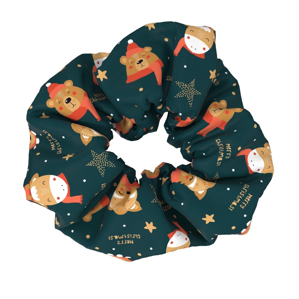 Women's Large Bow Hair Ties Festive Christmas Tree Pattern Cloth Headwear