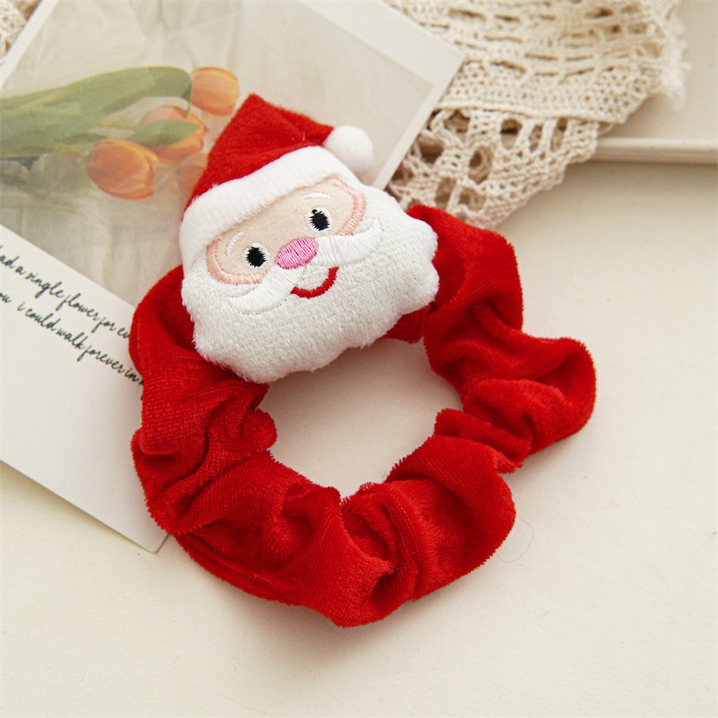 Women Girls Handmade Cloth Hair Tie Cute Cartoon Christmas Holiday Style
