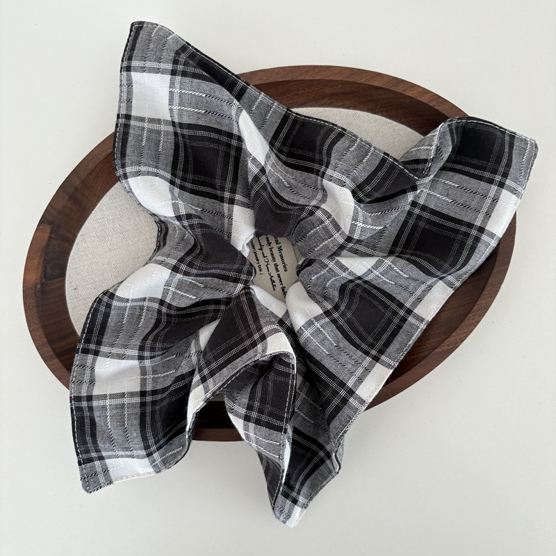 Women's Everyday Preppy Cloth Hair Scrunchie Blue Checkered Plaid
