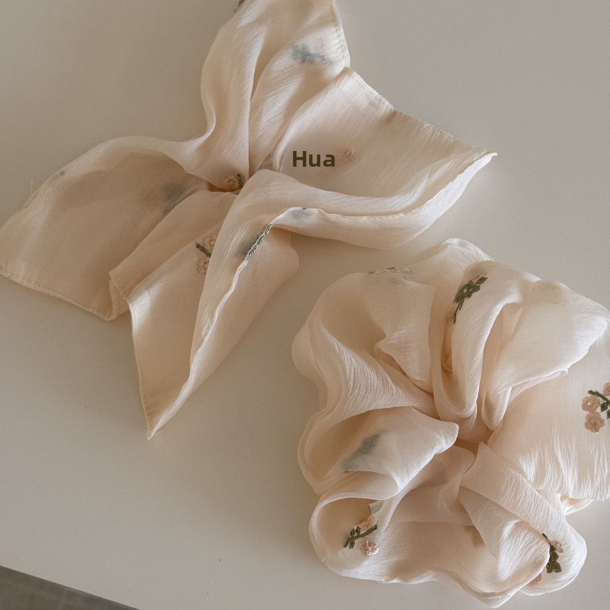 Women's Sweet Everyday Cloth Hair Tie Apricot Embroidered Floral