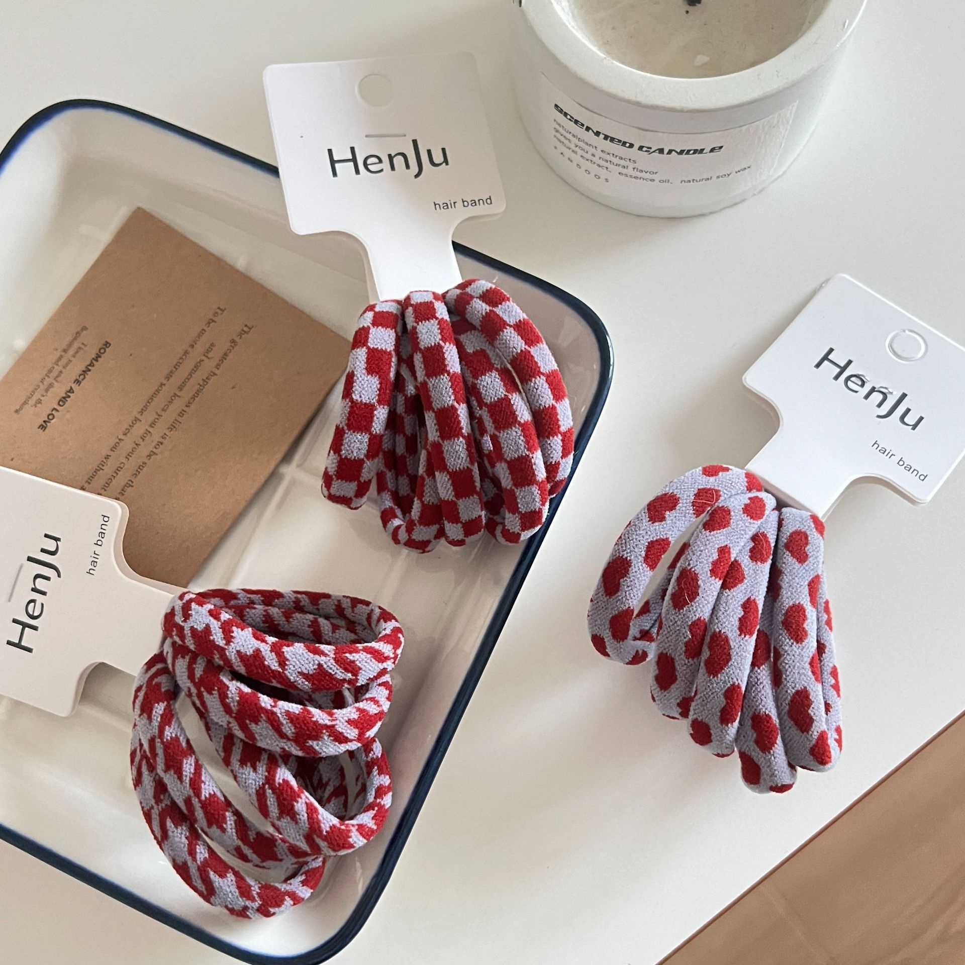 Women's Thickened Non-Damaging Cloth Hair Ties Plaid & Polka Dots