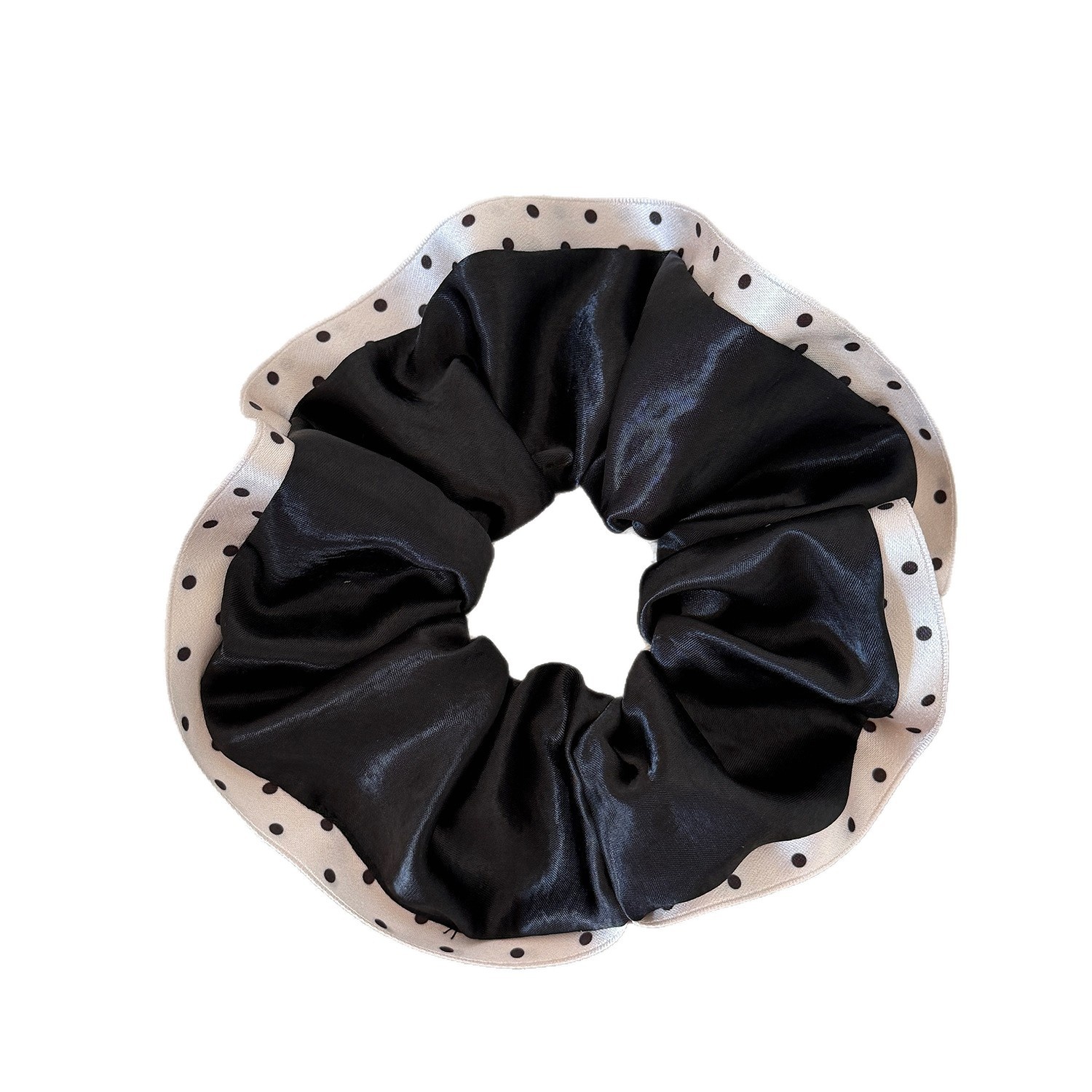 Women's Elegant Satin Lace Edge Hair Ties Scrunchies Polka Dot Pattern
