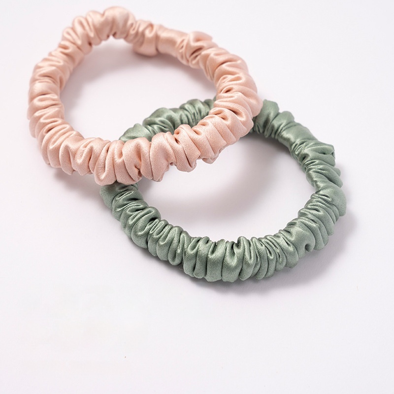 Women's Handmade Luxury 100% Silk Mini Hair Scrunchies Pure Color