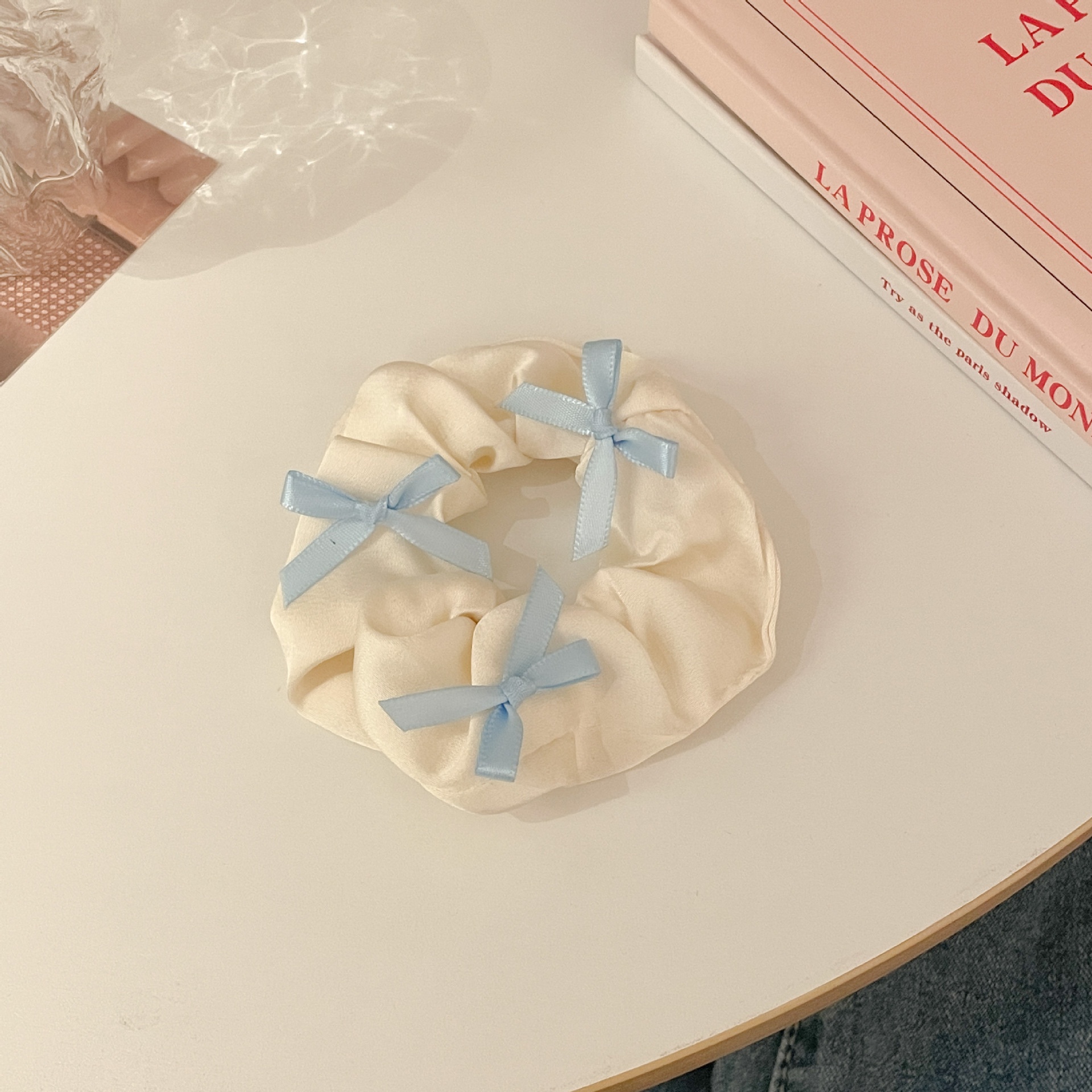 Women's Elegant Daily Cloth Hair Tie Black & White Butterfly Bow