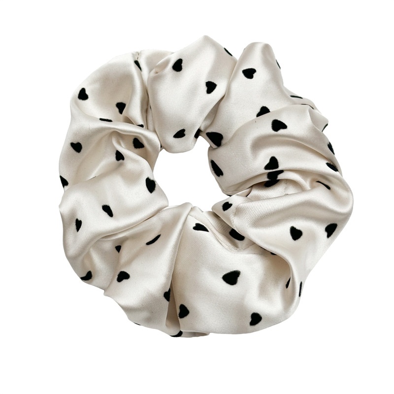 Women's Elegant Holiday Cloth Hair Tie Scrunchie Heart Shape Pattern