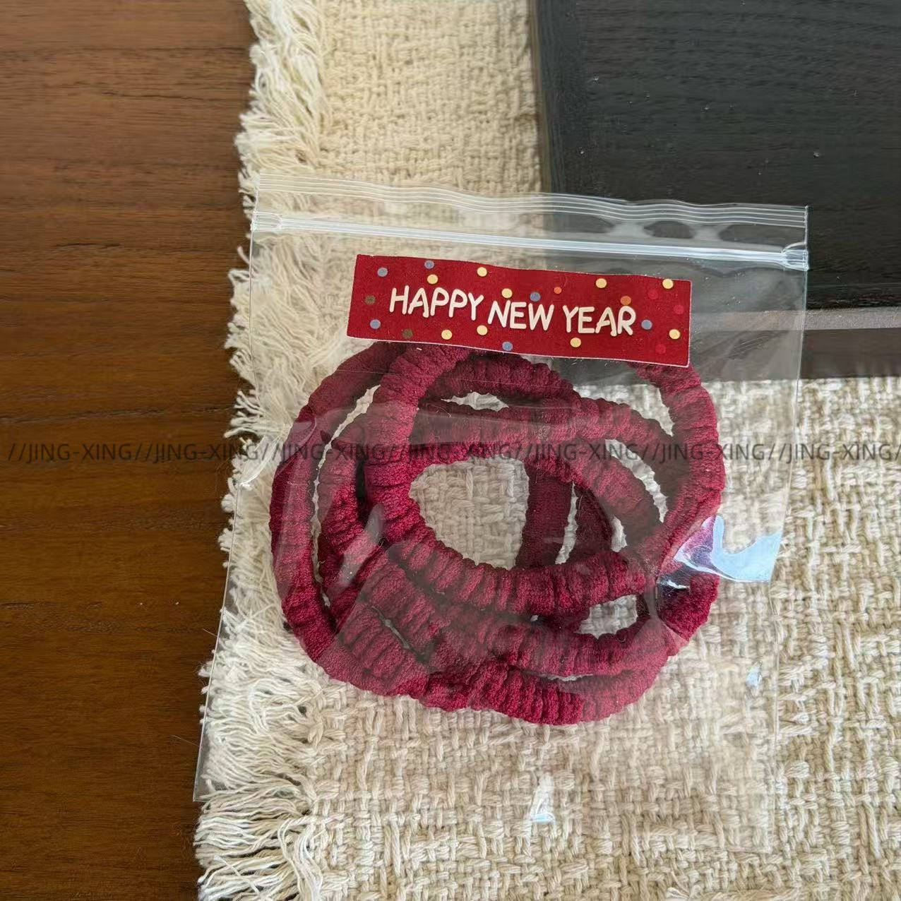 Women's Festive Elastic Cloth Hair Bands Red Solid Camo Leopard