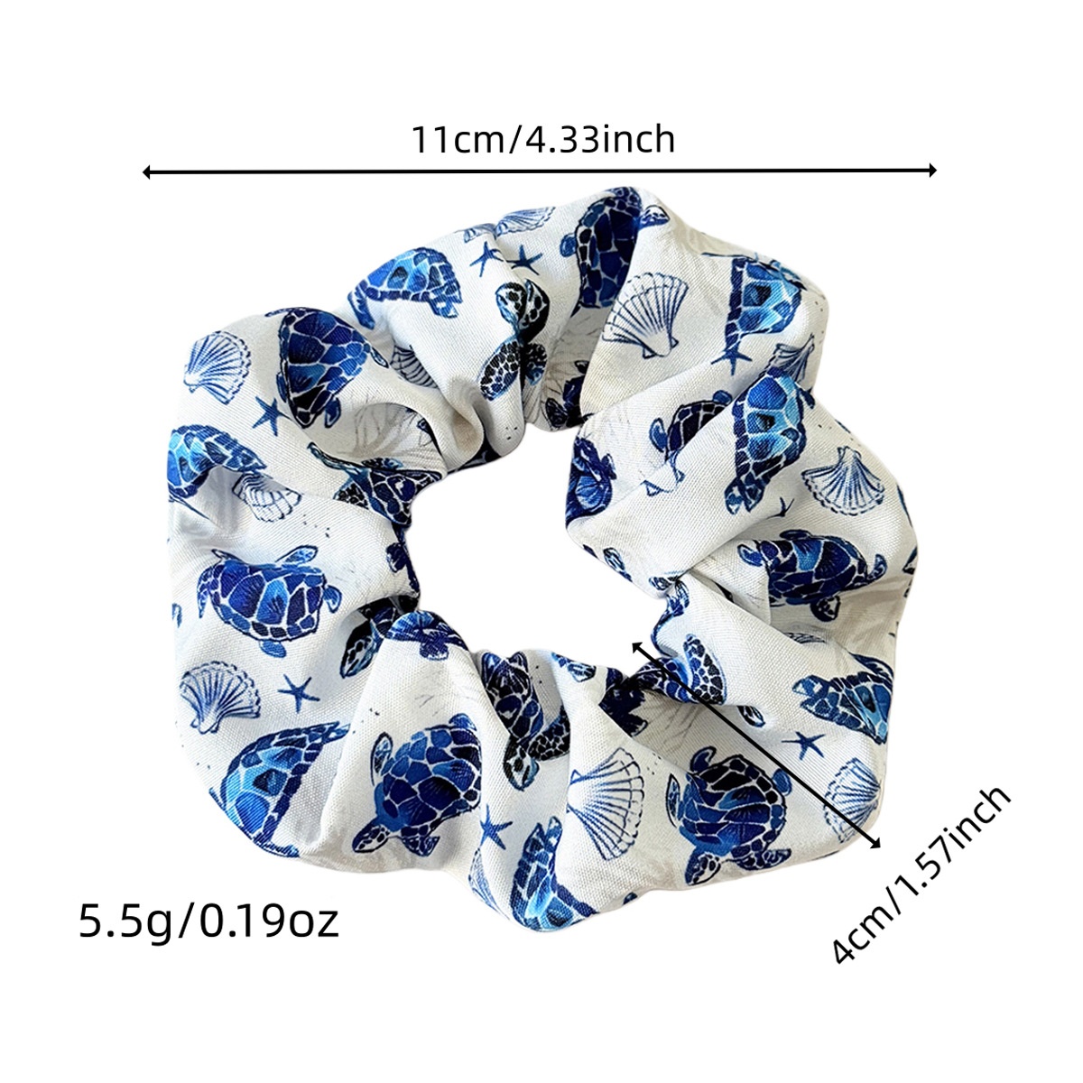Women's Spring Cloth Hair Tie Blue Marine Cartoon Tortoise Pattern