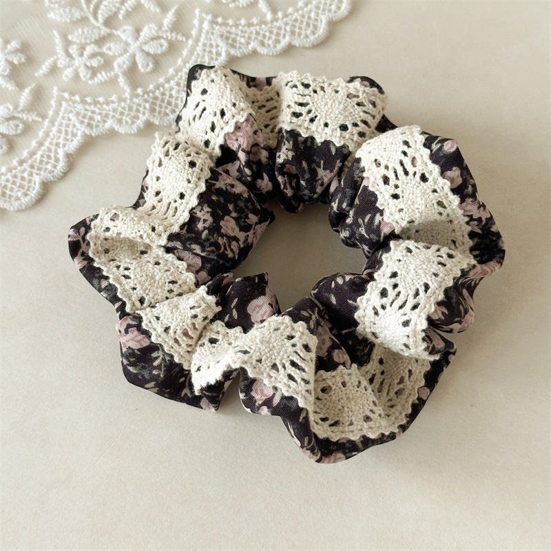 Women's Sweet Ditsy Floral Lace Scarf Hair Tie Cloth Accessory for Spring