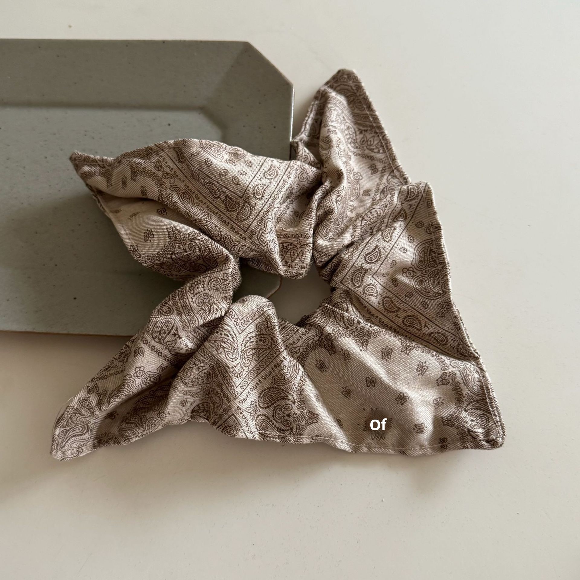 Women's Autumn Winter Cloth Hair Scrunchie Retro Grey Cashew Nuts Print