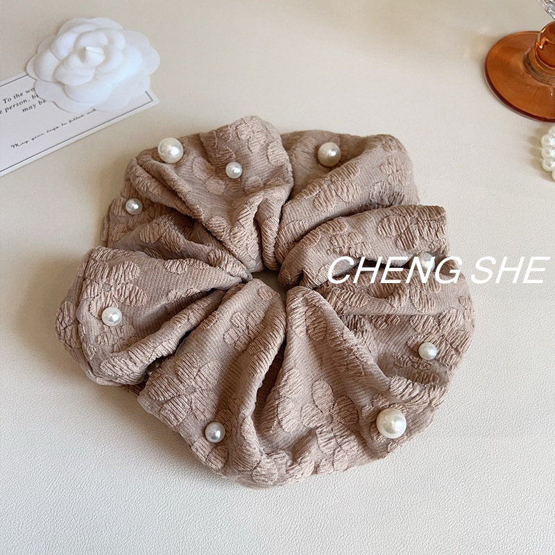 Womens Pearl Fabric Elastic Hair Bands For Daily Styling Solid Color