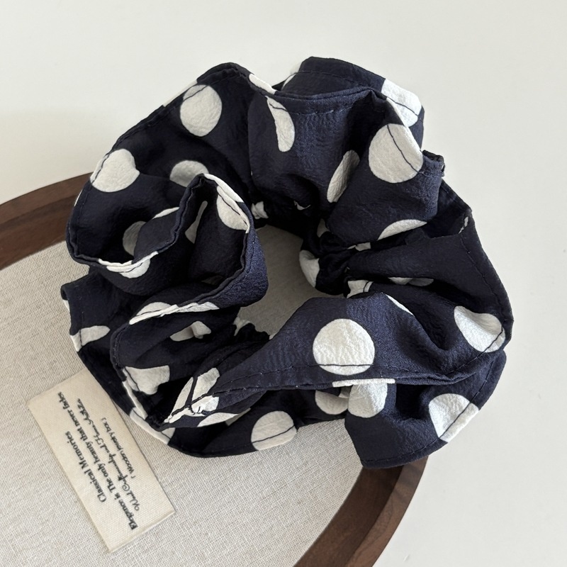 Women's Luxury Cloth Bow Scrunchie Bun Maker Hair Tie Large Polka Dot