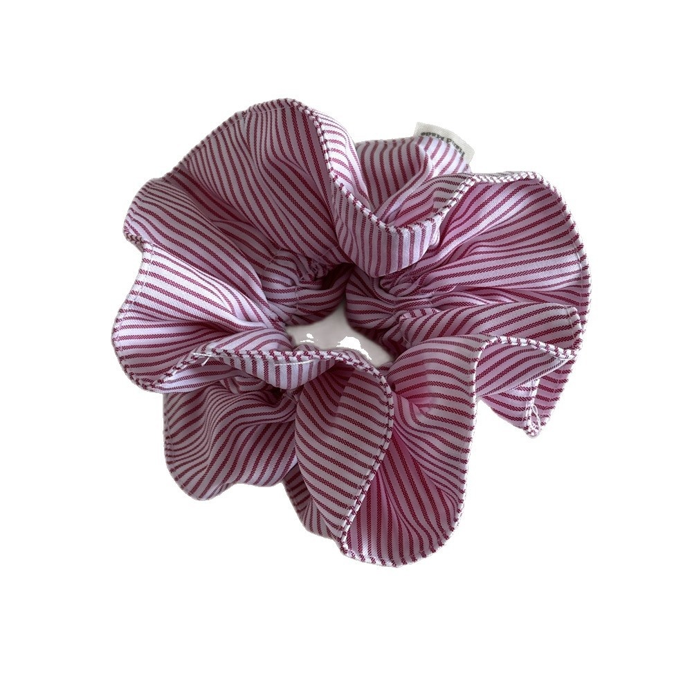 Women's Summer Cloth Scrunchie Hair Tie In White & Blue Stripe