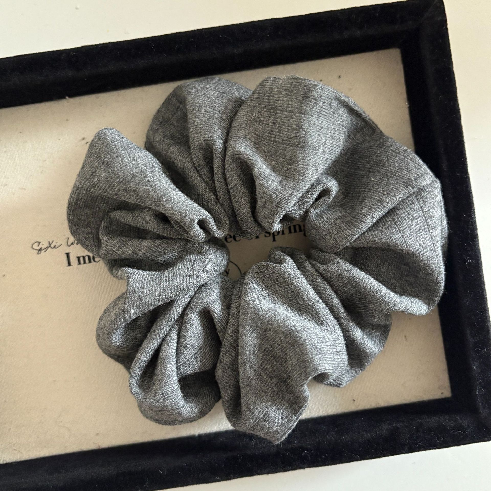 Women's Spring Everyday Soft Knit Hair Tie Scrunchie Solid Dark Grey