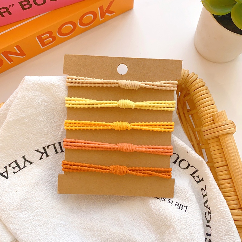 Women's High Elastic Polyester Bean Knot Hair Tie Set Gradient Color