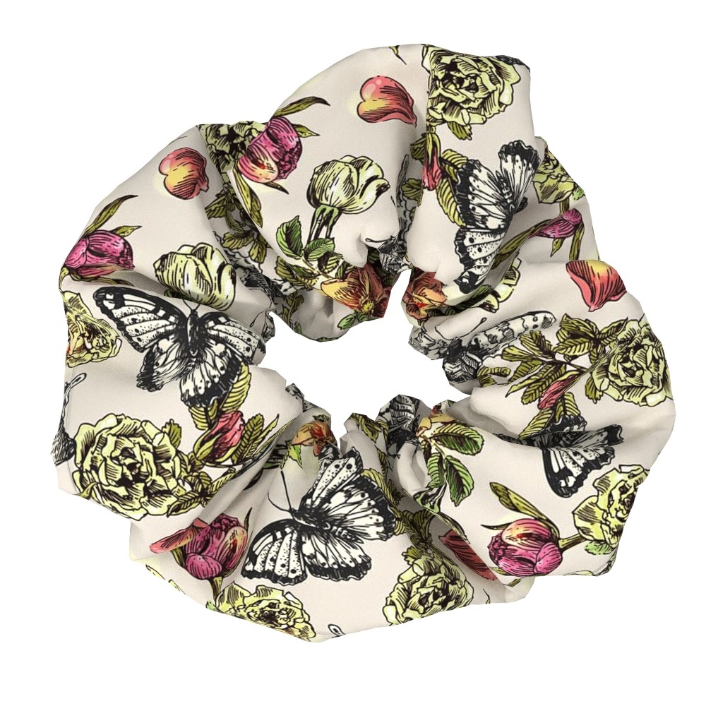 Women's Vintage Cloth Hair Scrunchie Daily Elastic Band Butterfly Print