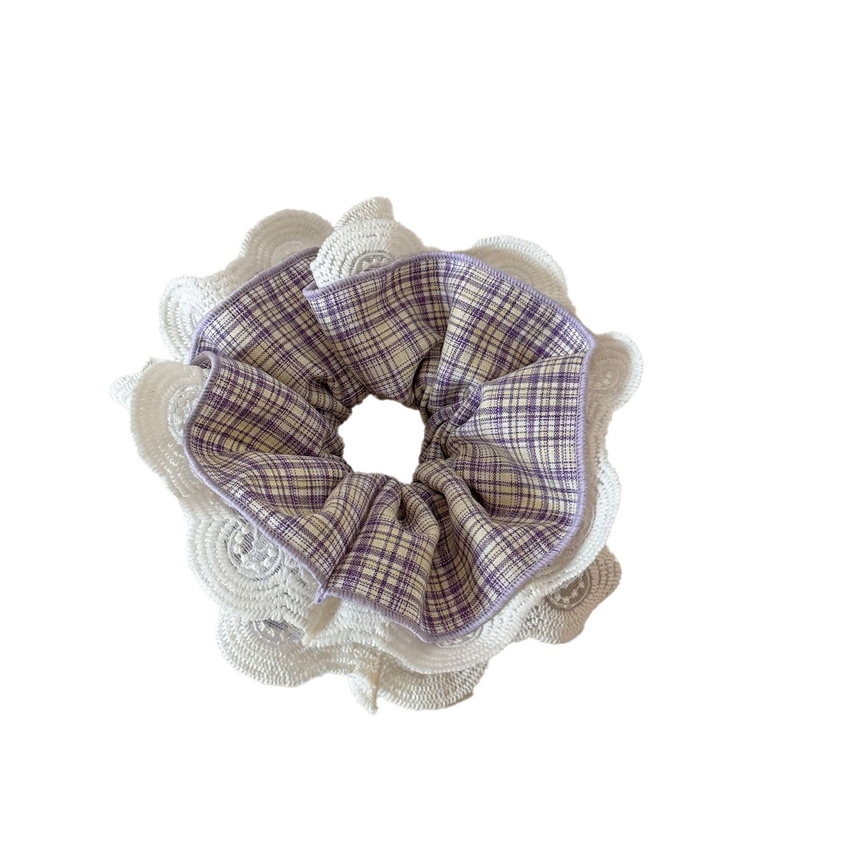 Women's Fall Winter Polyester Hairband Purple Plaid Polka Dot Stripe