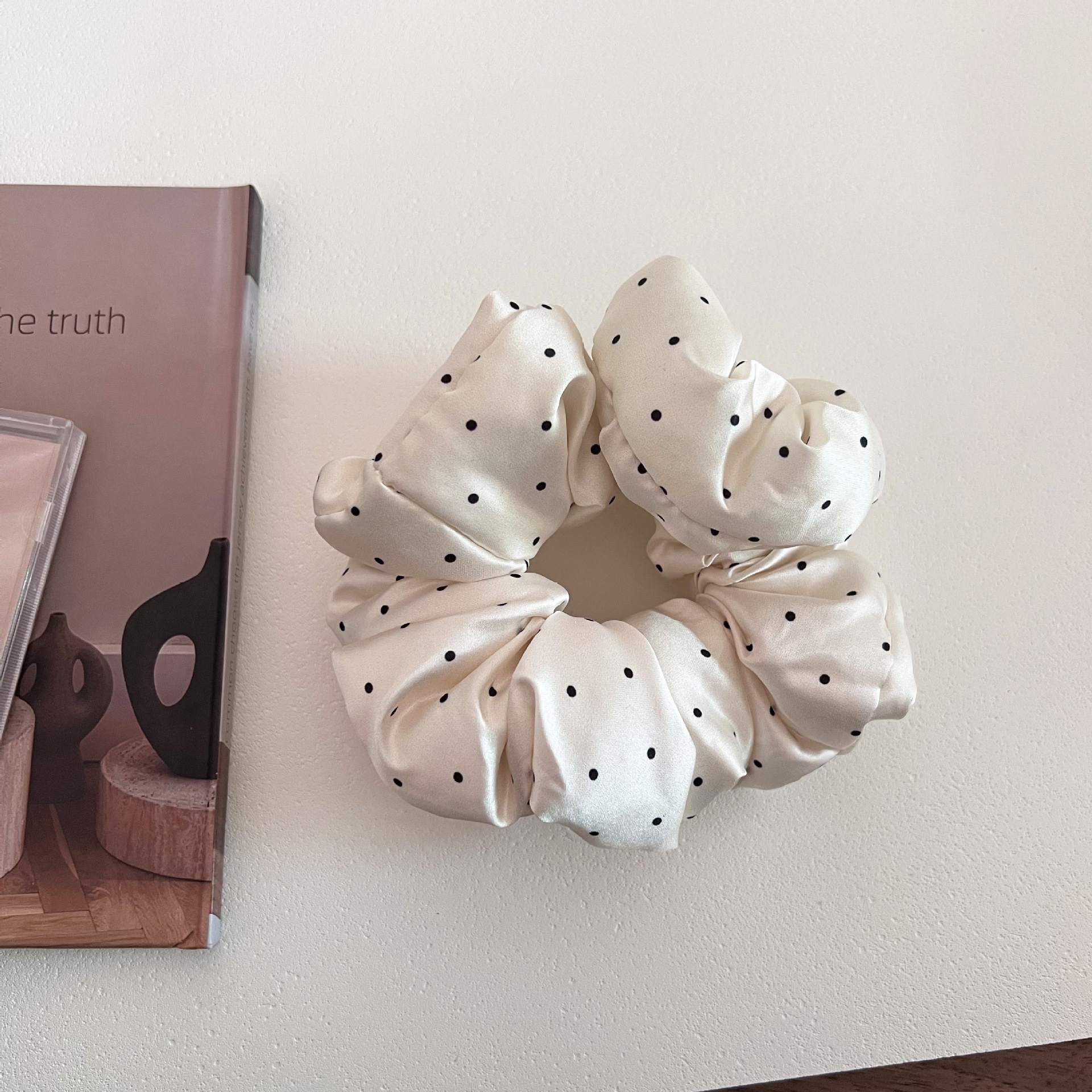 Women's Soft Satin French Low Bun Hair Tie Accessory Polka Dots