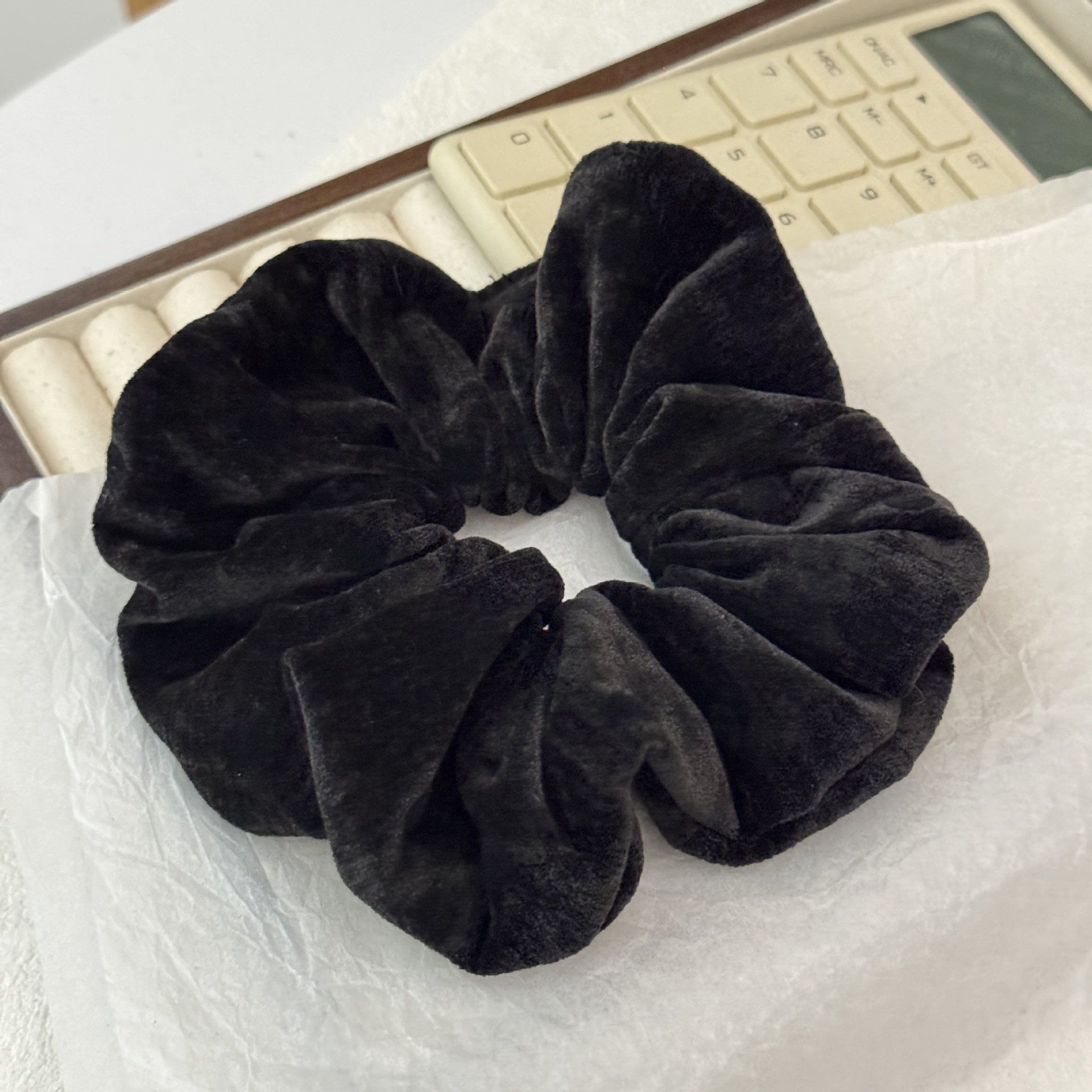 Women's Versatile Elegant Cloth Hair Ties Retro Flocking Polka Dot