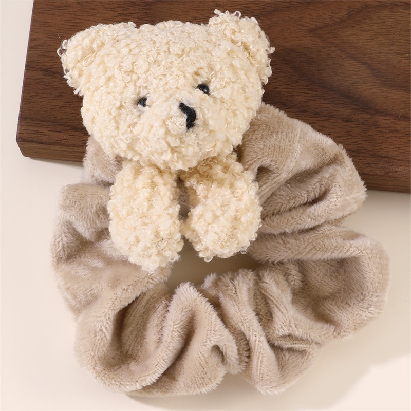 Girls Velvet Hair Tie Large Elastic Band Autumn Winter Cute Little Bear
