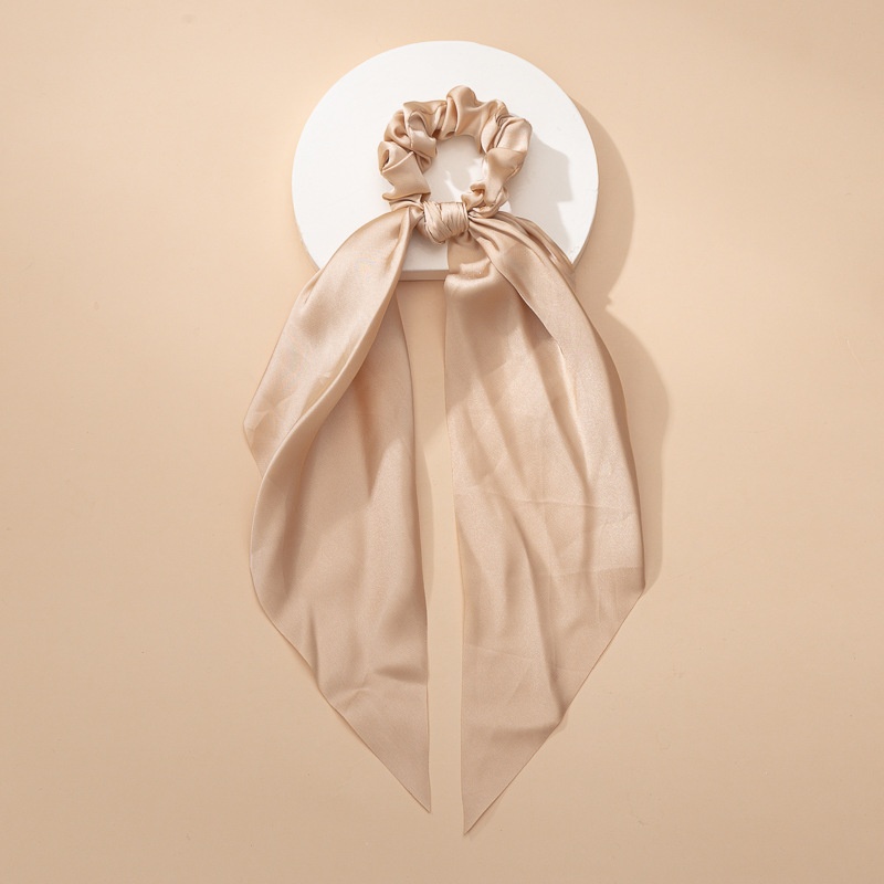 Women's Satin Scarf Scrunchie Long Ribbon Ponytail Tie Solid Color