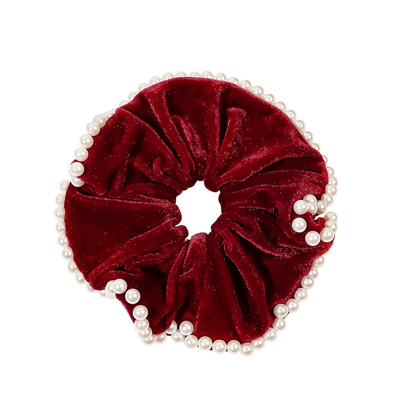 Women's Elegant Pearl Hair Ties For Styling French Velvet Bands