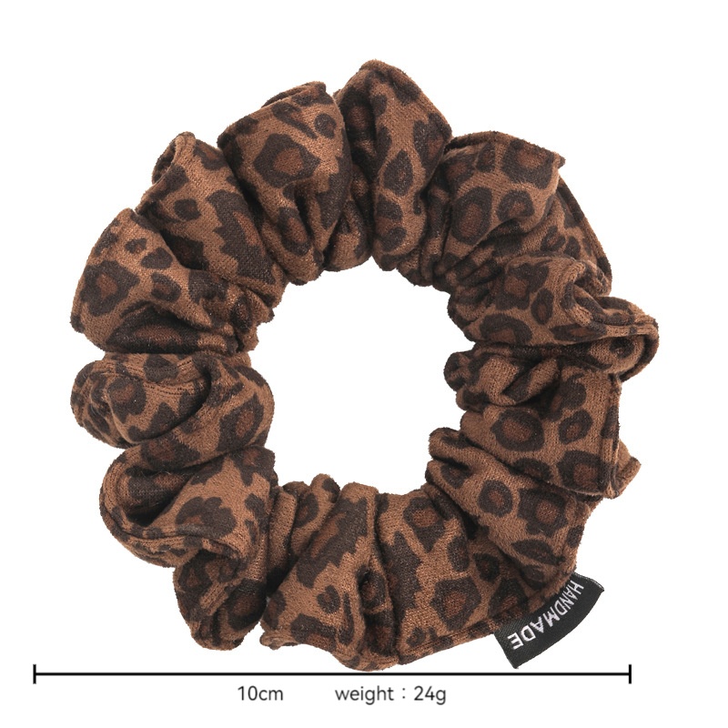 Women's French Suede Elastic Hair Band Ponytail Holder Leopard Print
