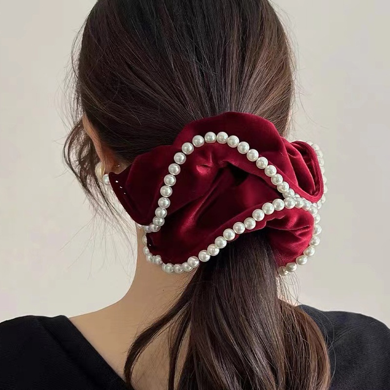 Women's Elegant Large Cloth Scrunchie Banquet Hair Tie Ditsy Floral